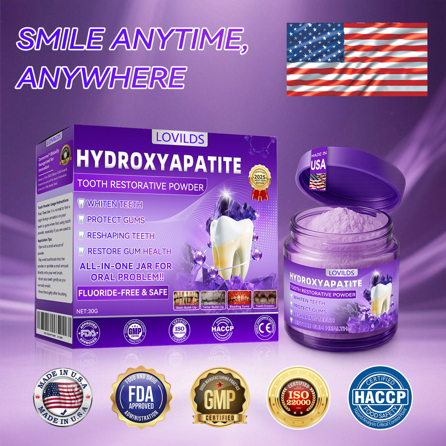 【We take care of your teeth】👨‍🔬𝐻𝑦𝑑𝑟𝑜𝑥𝑦𝑎𝑝𝑎𝑡𝑖𝑡𝑒 𝑇𝑜𝑜𝑡ℎ 𝑅𝑒𝑠𝑡𝑜𝑟𝑎𝑡𝑖𝑣𝑒 𝑃𝑜𝑤𝑑𝑒𝑟 🥇  (effectively repairs cavities, gum issues, tooth sensitivity, mouth ulcers, yellowing teeth, and improves oral health)🦷