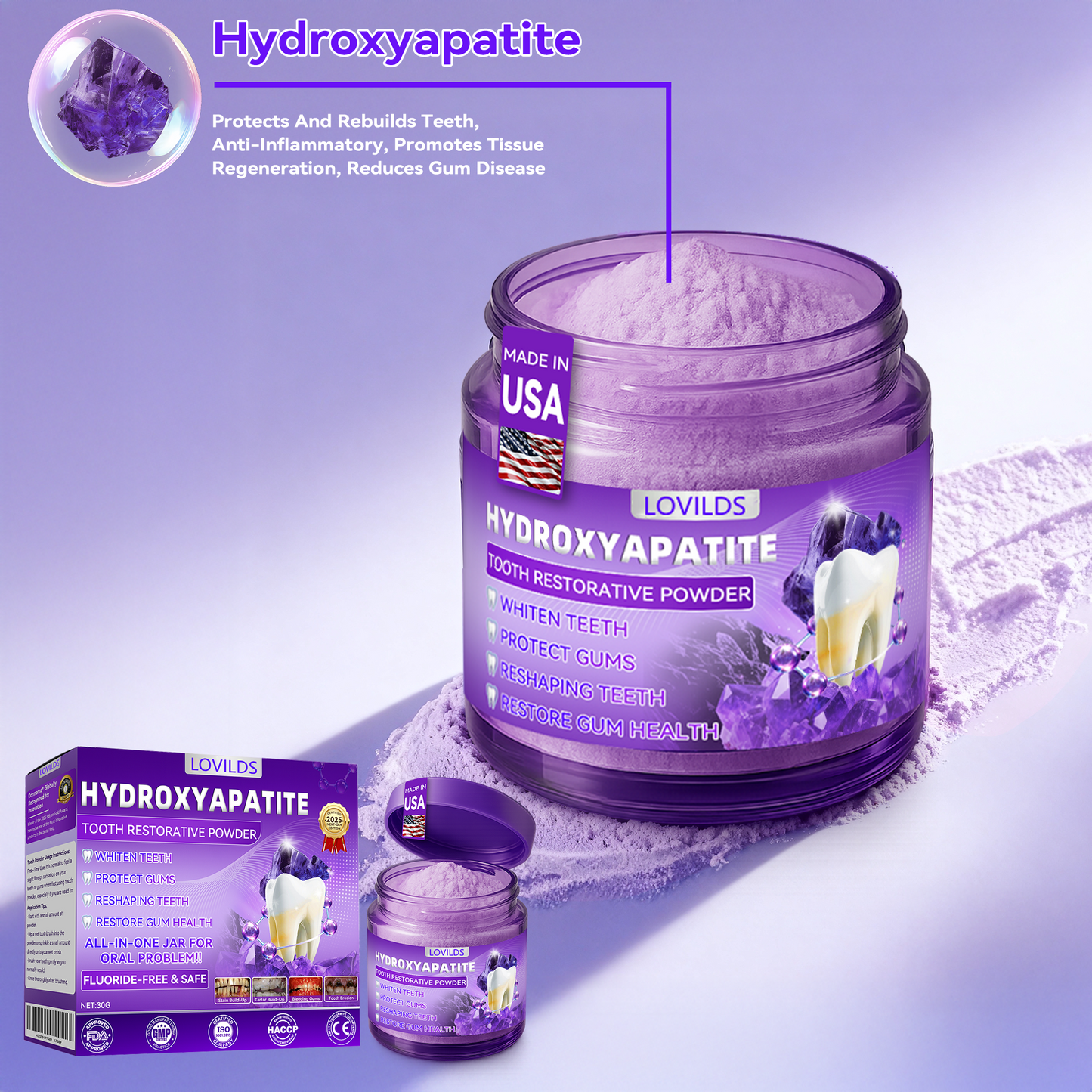 【We take care of your teeth】👨‍🔬𝐻𝑦𝑑𝑟𝑜𝑥𝑦𝑎𝑝𝑎𝑡𝑖𝑡𝑒 𝑇𝑜𝑜𝑡ℎ 𝑅𝑒𝑠𝑡𝑜𝑟𝑎𝑡𝑖𝑣𝑒 𝑃𝑜𝑤𝑑𝑒𝑟 🥇  (effectively repairs cavities, gum issues, tooth sensitivity, mouth ulcers, yellowing teeth, and improves oral health)🦷