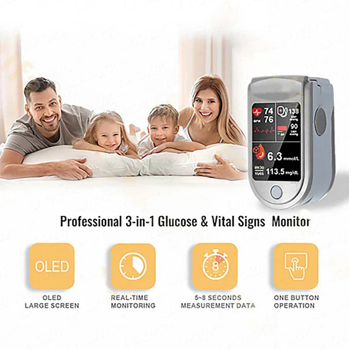 🎅Christmas Hot Sale🔥 Profesional 3in1 Glucose & Vital Signs Monitor- -Painless, Fast, Precise