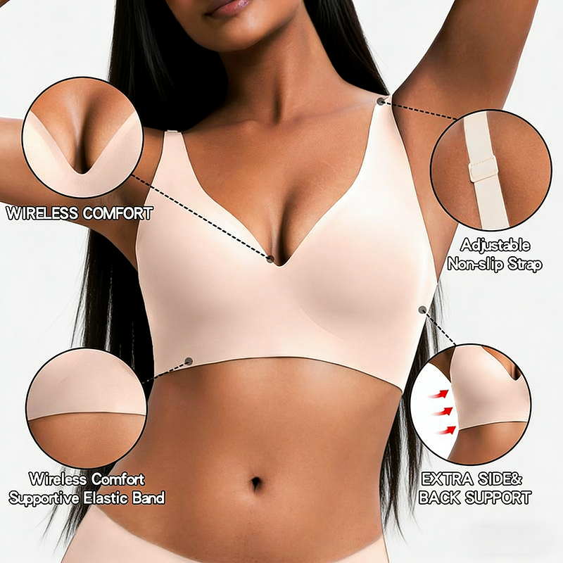 Women’s Wireless Deep V Seamless Push-Up Bralette — Ultra-Comfortable T-Shirt Bra