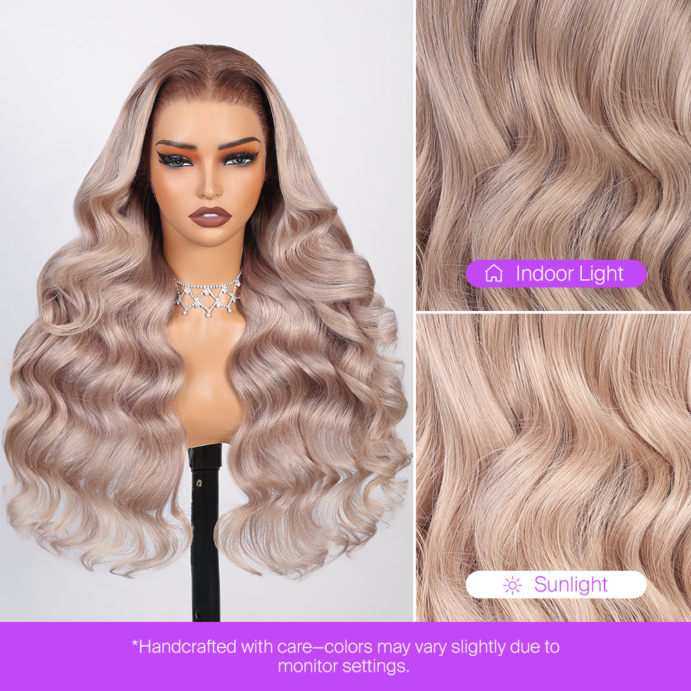 Megalook 13x6 Three-Go™ Ash Blonde Ombre Glueless Wigs Silky Straight With Drawstring 100% Human Hair Wig