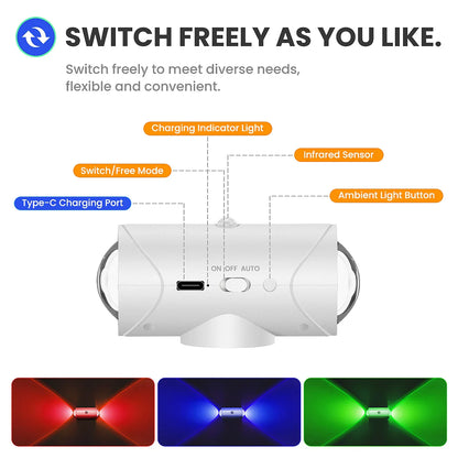 RGB Motion Sensor Night Light – Rechargeable, Wireless & Color-Adjustable