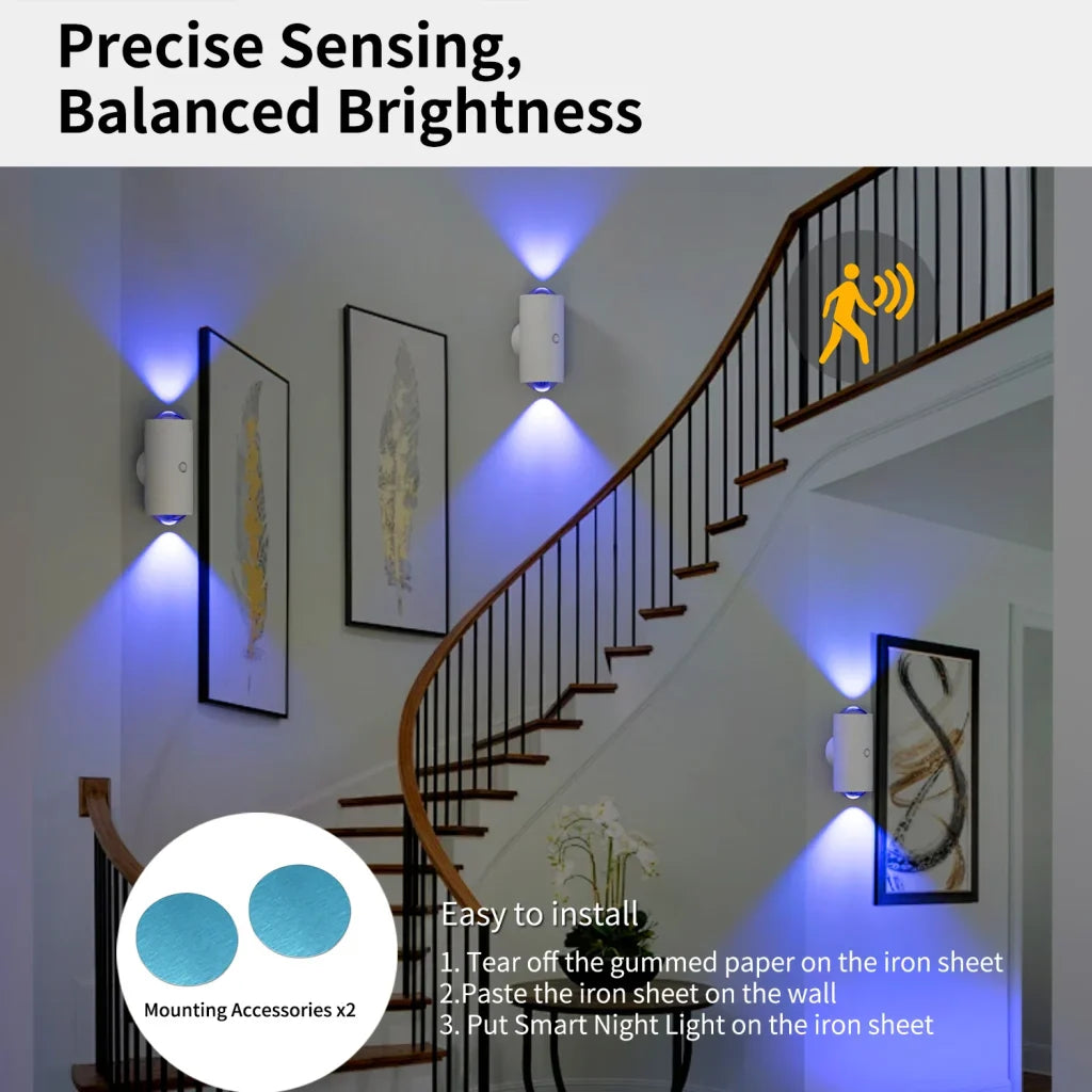 RGB Motion Sensor Night Light – Rechargeable, Wireless & Color-Adjustable