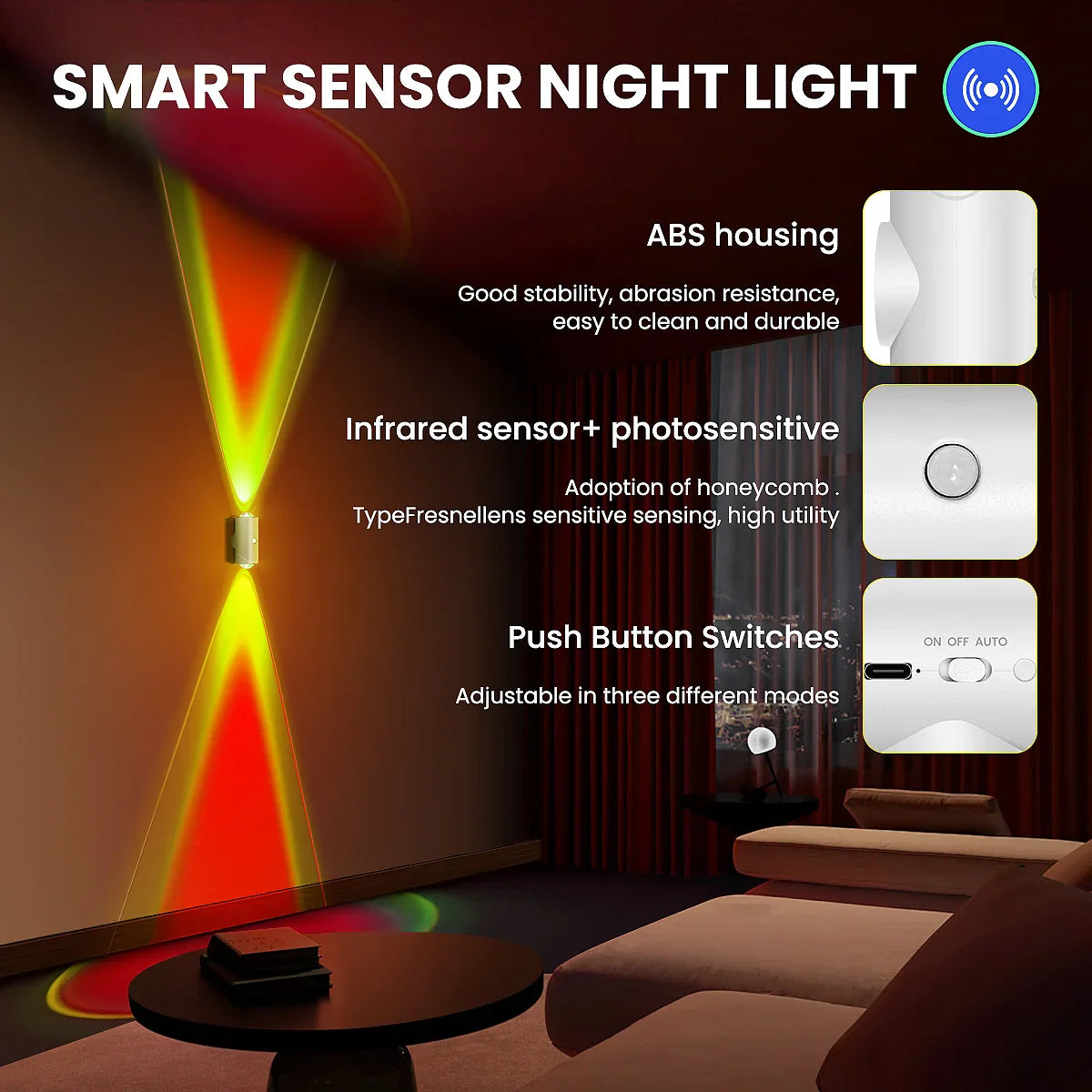 RGB Motion Sensor Night Light – Rechargeable, Wireless & Color-Adjustable